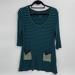 SOFT SURROUNDINGS Scoop Neck Patch Pocket Tunic Shirt Womens PS